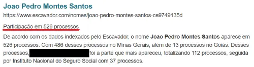 Histórico de processos de João Pedro Montes Santos, advogado trabalhista em Uberlândia